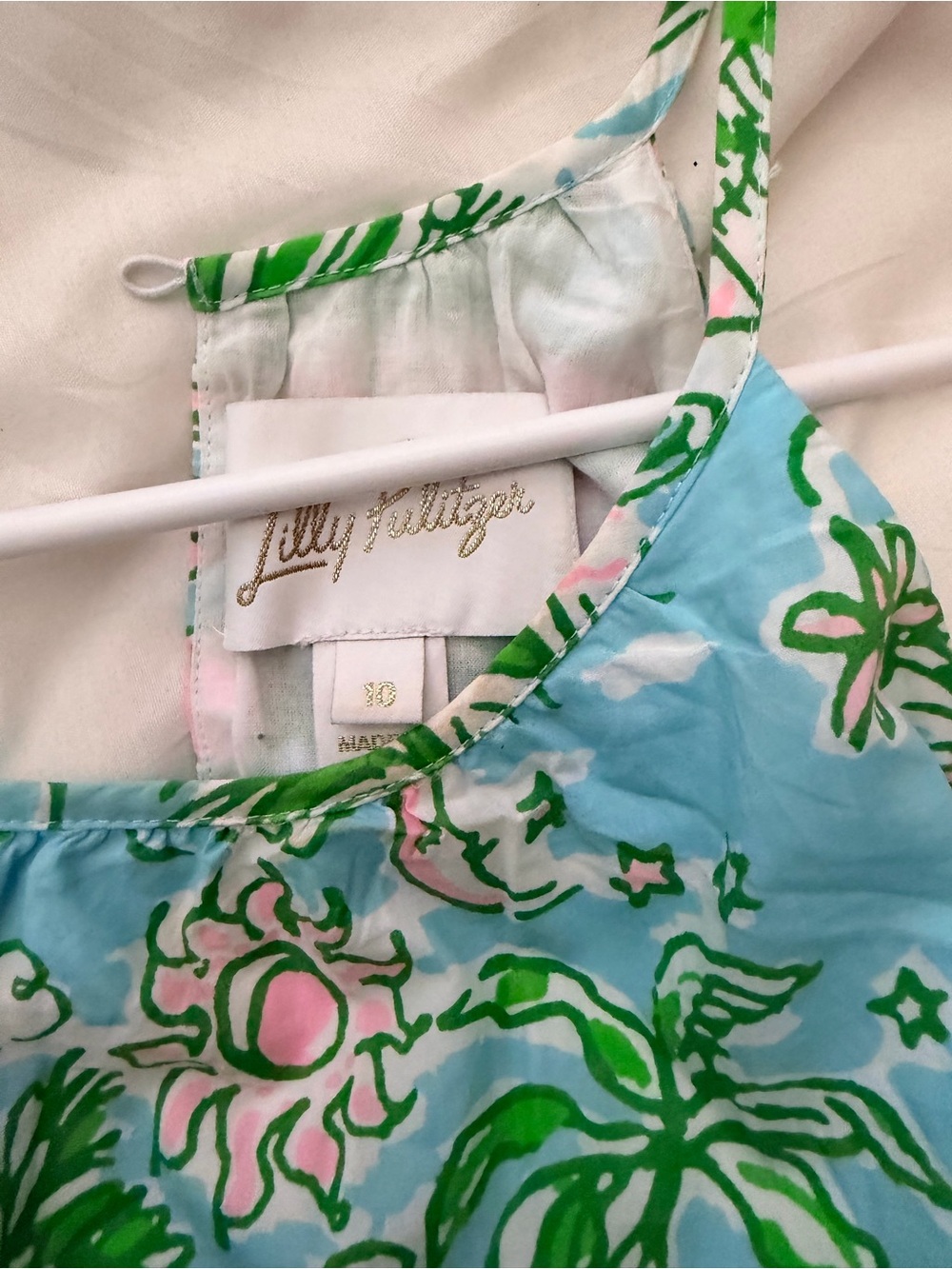 Lilly Pulitzer Light Blue Maxi Dress with Green & Pink Tropical Print - Picture 2 of 2
